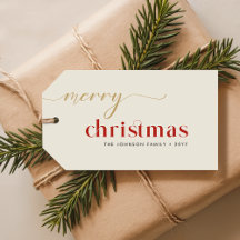 Gold and Red Script Christmas Family Name