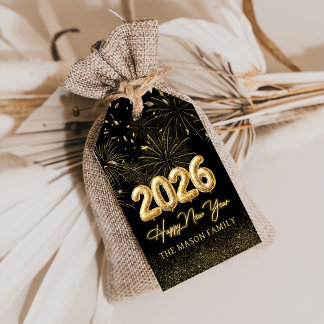 Etiqueta Para Presente Gold Balloon Cheers New Year Eve Party Gift Tags