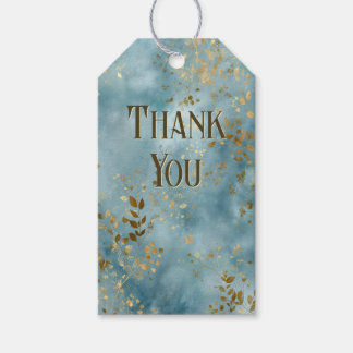 Etiqueta Para Presente Gold Leaf and Teal Pattern Botanical Gold Accents
