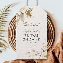 Etiqueta Para Presente Golden and Beige Watercolor Flowers Bridal Shower