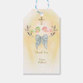 Etiqueta Para Presente Golden Cross floral baptism gift tags