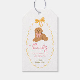 Etiqueta Para Presente Golden Doodle Dog Birthday Pawty Pink Yellow