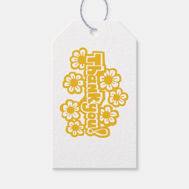 Etiqueta Para Presente Golden Flowers Thank you! (Frente)