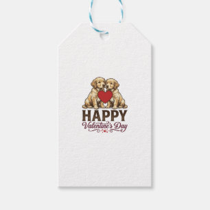 Etiqueta Para Presente Golden Retriever Feliz Dia dos Namorados