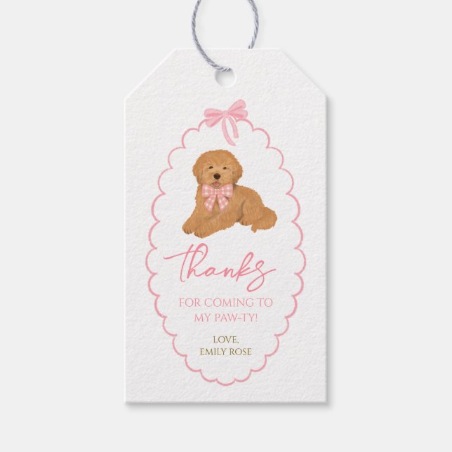 Etiqueta Para Presente Goldendoodle Dog Birthday Pawty Pink (Frente)