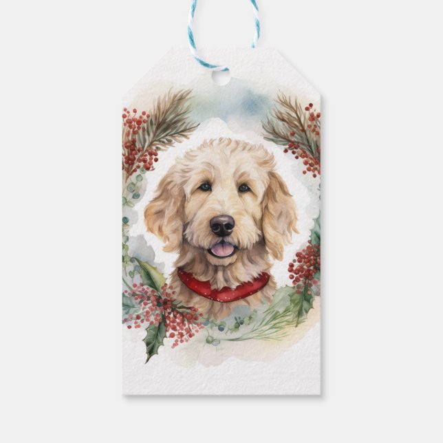 Etiqueta Para Presente Goldendoodle Festivo Fúria Fúria Fúria Fúria Fúria (Verso)