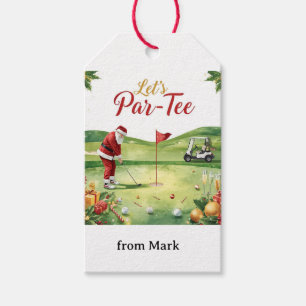 Etiqueta Para Presente Golf Vamos Par tee com bandeira de golfe no verde