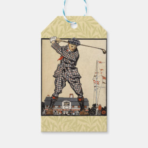 Etiqueta Para Presente Golfe Golfista Vintage Antigo Golfe