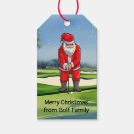 Etiqueta Para Presente Golfe Natal com golfe de Papai Noel
