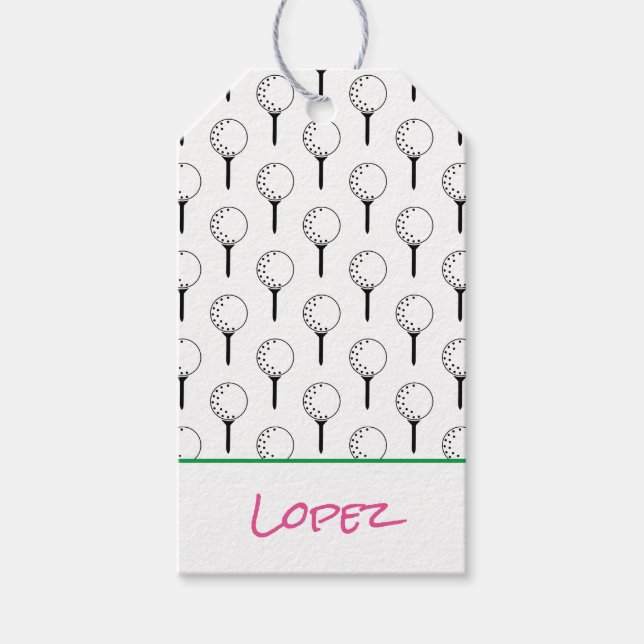 Etiqueta Para Presente Golfer NAME Tee Golf Ball Sports (Frente)