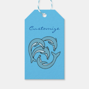 Etiqueta Para Presente Golfinhos Azuis circulando Thunder_Cove