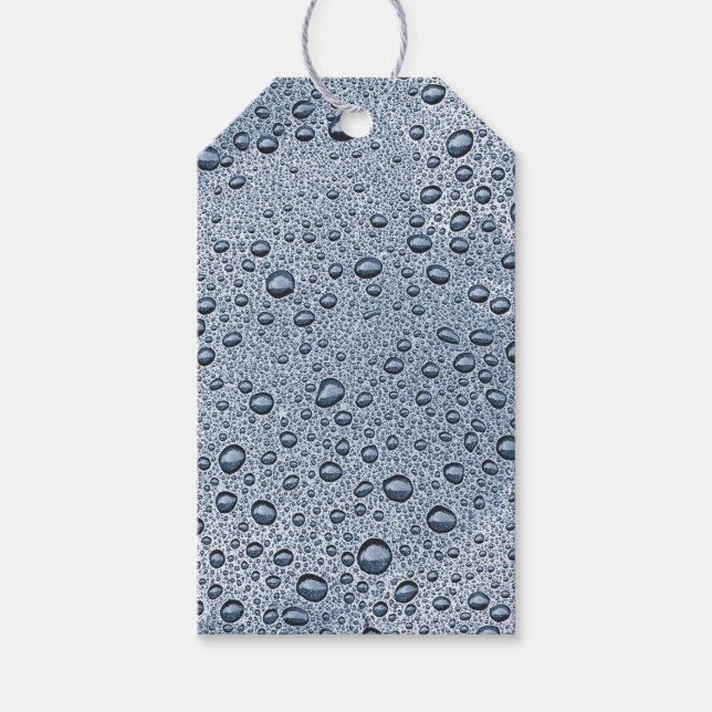 Etiqueta Para Presente Gotas de água de cinza de Gunmetal (Frente)