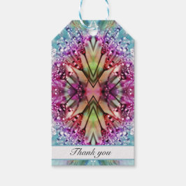 Etiqueta Para Presente Gotas de Caleidoscópio: Arte Floral Abstrata