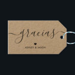 Etiqueta Para Presente Gracias Gift Tag, Wedding Thank You Tags, Kraft<br><div class="desc">These are the perfect little gift tags. You can customize front and back text,  as well as change the colors.</div>