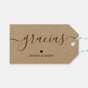 Etiqueta Para Presente Gracias Gift Tag, Wedding Thank You Tags, Kraft