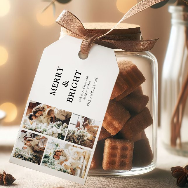 Etiqueta Para Presente Grade Foto Grid Merry & Bright Natal (Criador carregado)
