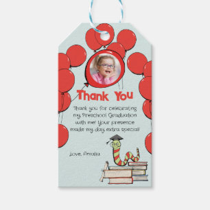 Etiqueta Para Presente Graduação de Bookworm Colorido Muito Obrigado