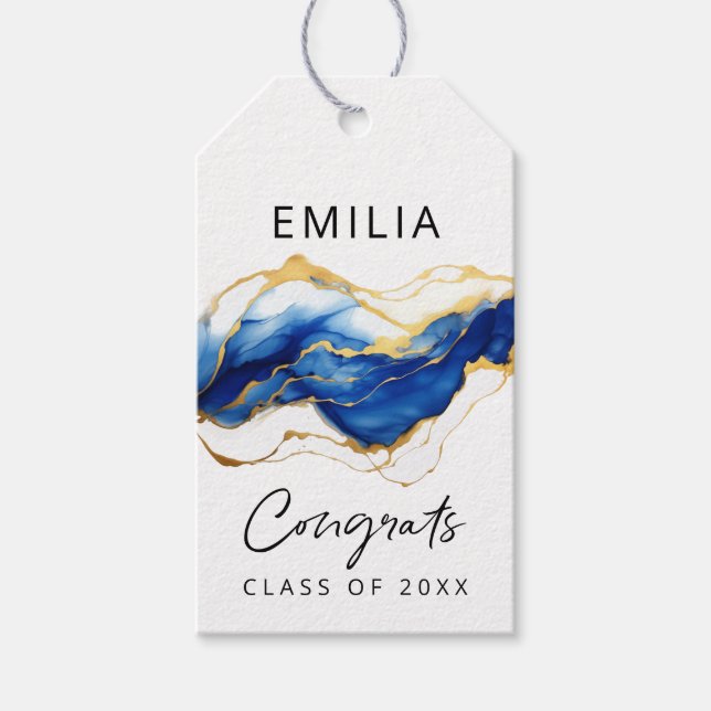 Etiqueta Para Presente Graduação de Parabéns Dourados Amarelo Real (Frente)