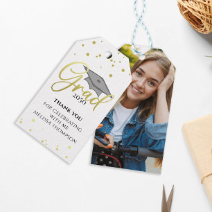 Etiqueta Para Presente Graduação Dourada Caligrafia Foto Personalizada Gr