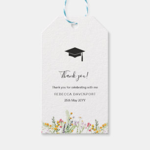 Etiqueta Para Presente Graduação elegante de flores silvestres Obrigado