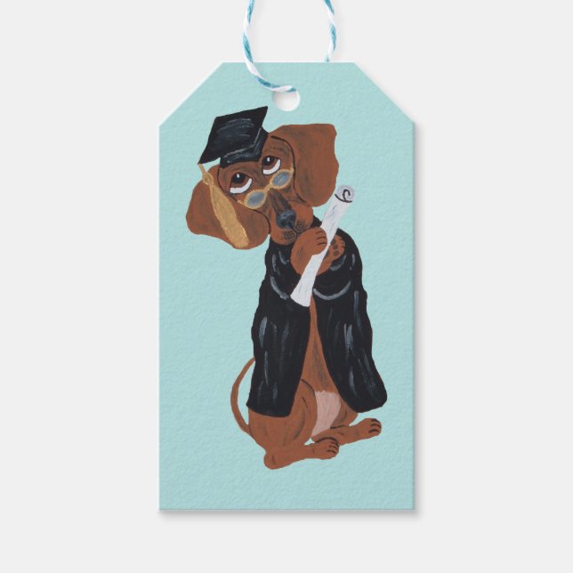 Etiqueta Para Presente Graduado Dachshund (Frente)