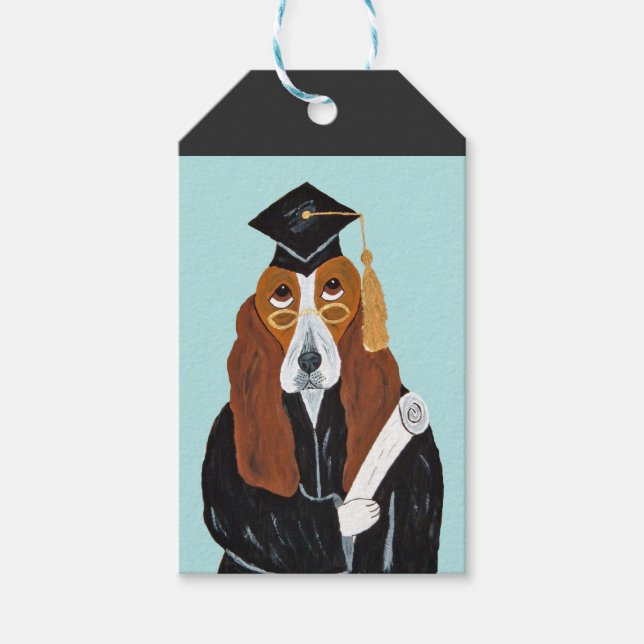 Etiqueta Para Presente Graduado em Basset Hound (Frente)