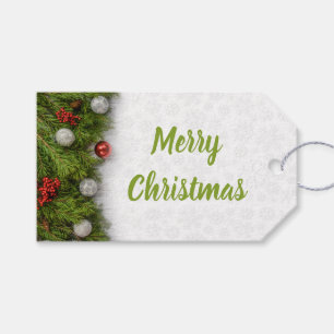 Etiqueta Para Presente Gráficos Verdes com Ornaments Natal