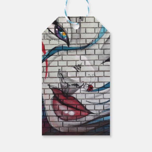 Etiqueta Para Presente Grafite de Menina Asiática  (Verso)