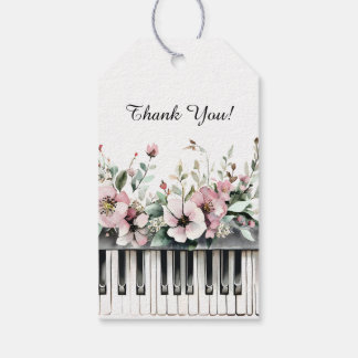 Etiqueta Para Presente Grand Piano Keys Floral Bouquet Thank You
