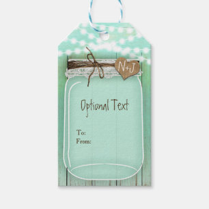 Etiqueta Para Presente Grande Jarra de Pedreiro & Luzes Mint Casamento Rú