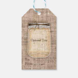 Etiqueta Para Presente Grande Mason Jar com Casamento Russo Burlap & Lace