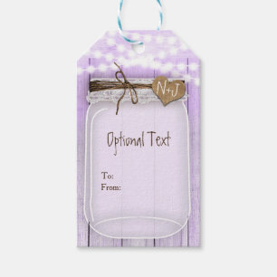 Etiqueta Para Presente Grande Pote de Pedreiro & Luzes Lavanda Roxo Rústi