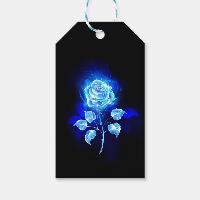 Etiqueta Para Presente Gravação de Rosa Azul (Frente)