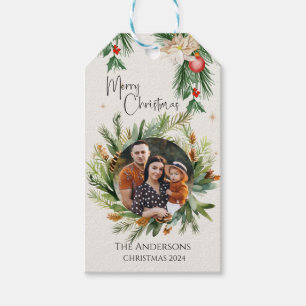 Etiqueta Para Presente Green Deixa Foliage Family Foto Feliz Natal