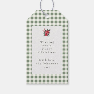 Etiqueta Para Presente Green Gingham Plaid Custom Christmas