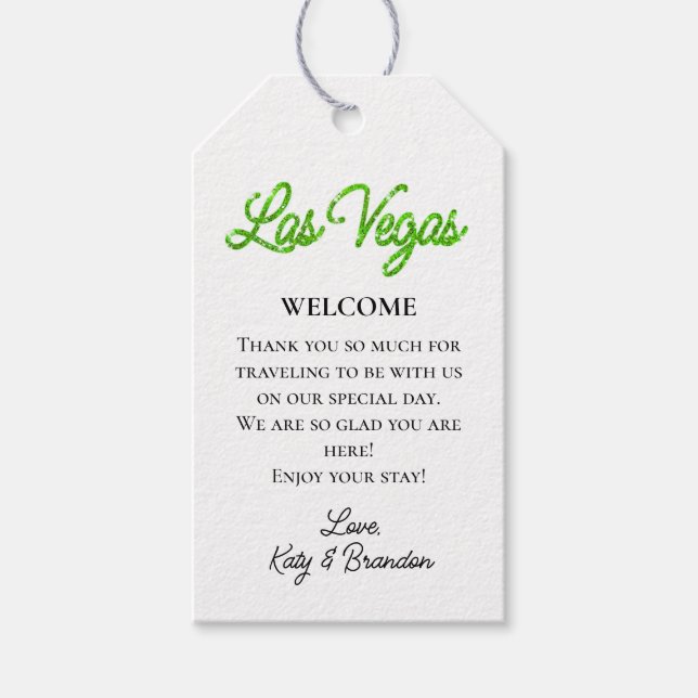 Etiqueta Para Presente Green Las Vegas Sparkles Wedes Welcome (Frente)