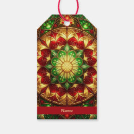 Etiqueta Para Presente Green Red Decorative Holiday Gift Tag