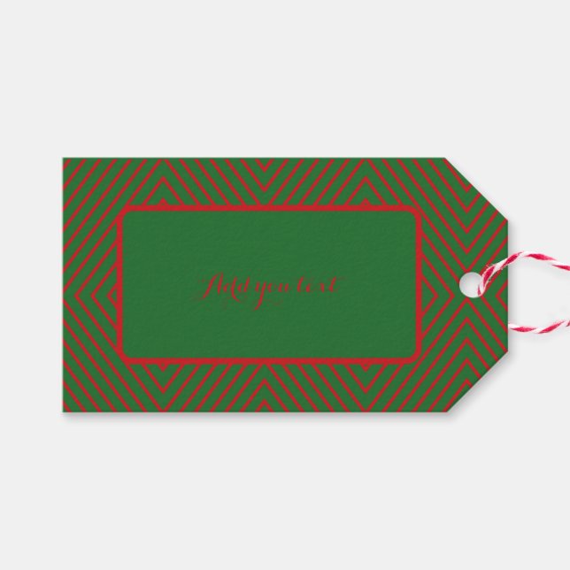 Etiqueta Para Presente Green & Red Diagonal Lines (Frente (horizontal))