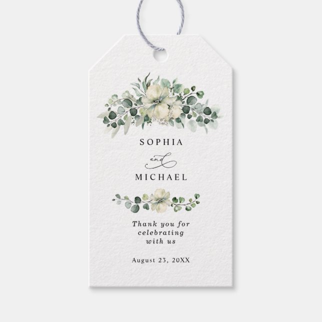 Etiqueta Para Presente Greenery Eucalyptus Wedding (Frente)
