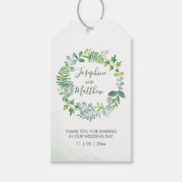 Etiqueta Para Presente Greenery Foliage Wreath Watercolor Favor do Casame