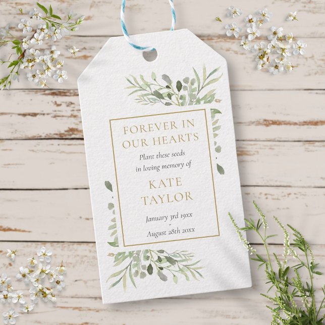 Etiqueta Para Presente Greenery Funeral Memorial Seed Packet Foto (Greenery Funeral Memorial Seed Packet Photo Gift Tags)