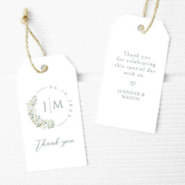 Etiqueta Para Presente Greenery Monogramas Obrigado Marcas de Favor de Ca