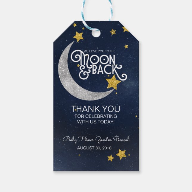 Etiqueta Para Presente Grelha, Pequena Lua de Estrelas e Volta Obrigado (Frente)