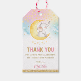 Etiqueta Para Presente Grelha Pequeno Elefante Estrela Dourado Obrigado