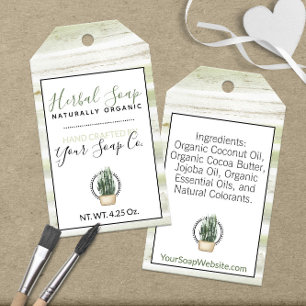 Etiqueta Para Presente Grelhas de Aquarelas Verdes e Brancas #Tags de Tra