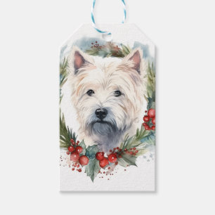 Etiqueta Para Presente Grinalda de Natal do Terrier Branco do West Highla