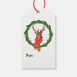 Etiqueta Para Presente Grinalda do Natal da rena