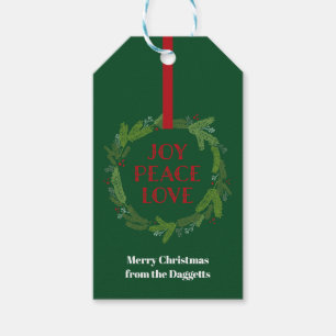Etiqueta Para Presente Grinalda do Natal do amor da paz da alegria