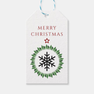 Etiqueta Para Presente Grinalda Tradicional Verde de Natal Floco de Neve