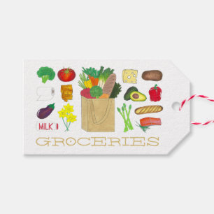 Etiqueta Para Presente Grocería de Greenmarket Comprando Frutas de vegeta